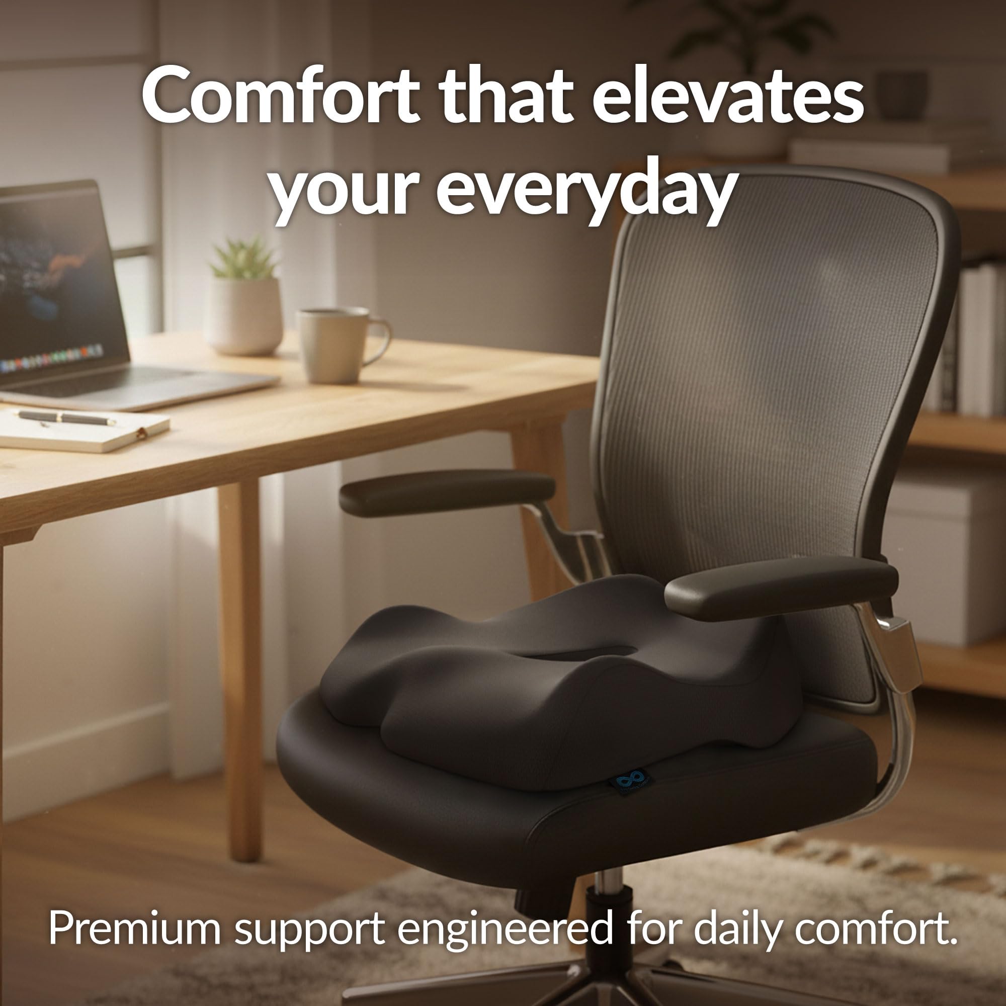 Everlasting Comfort Doctor Recommended Memory Foam Seat Cushion for Office Chairs Car - Ergonomic Office Desk Accessories - — view 7