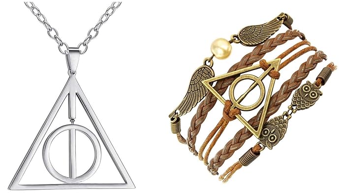 Yellow Chimes Ring for Women (Silver) (YCFJPD-868HP-SL) and Yellow Chimes Harry Potter Deathly Hallows Snitch Ball Unisex Leather Bracelet for Girls and Boys