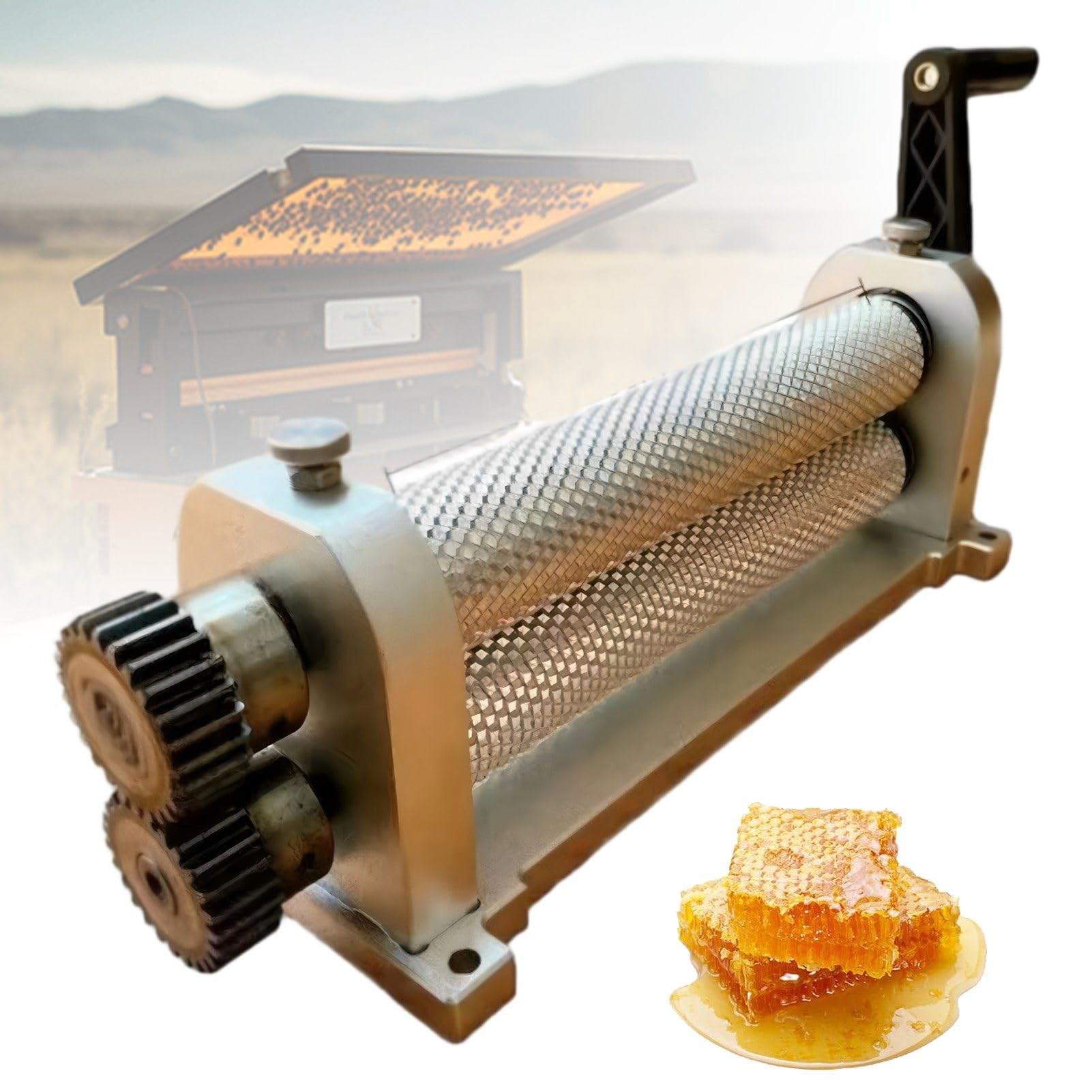 ExoticaBlend Manual Beeswax Comb Foundation Roller Mill Machine, 280mm Aluminum Alloy Beeswax Roller, Beekeeping Tools for Producing Honeycomb Foundation Sheets 5.4mm