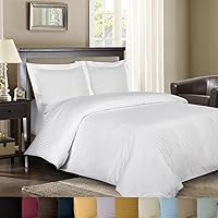 Vista 1 de Funda nórdica de 300 hilos, 3 piezas, tamaño California King, 100% algodón, rayas de satén, funda de edredón con lazos en las esquinas