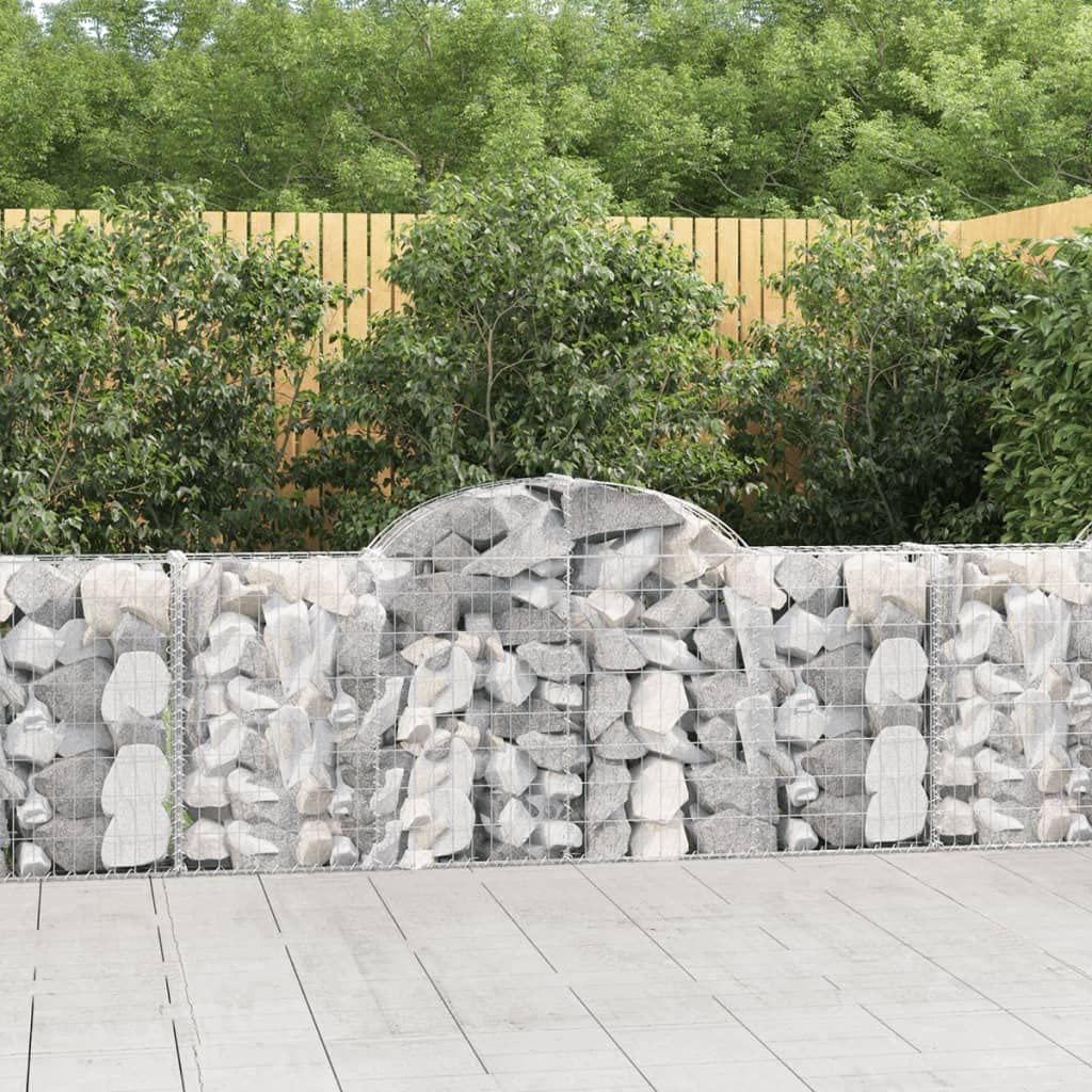 Gabionen 14er Set 200x30x80/100 cm Hochbogen Gabionenwand Eisen | Robuste Steinkörbe für Garten Terrasse und Vorgarten: Bogenelement zur Hangsicherung Sichtschutz und Außendekoration.