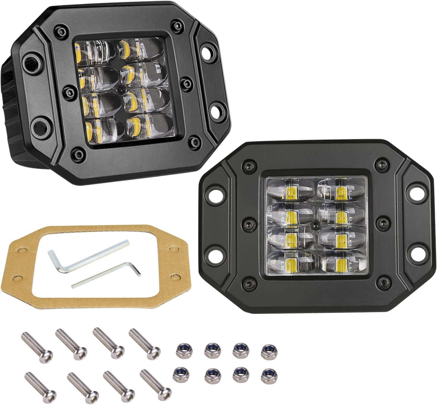 Moso LED LED Pods Flush Mount, 2PCS 5inch CREE LED Flush Driving Lights Spot Flood Combo Beam LED Light Bar LED Work Light Waterproof LED Fog Lights for Trucks ATVs UTV 4x4 Pick up