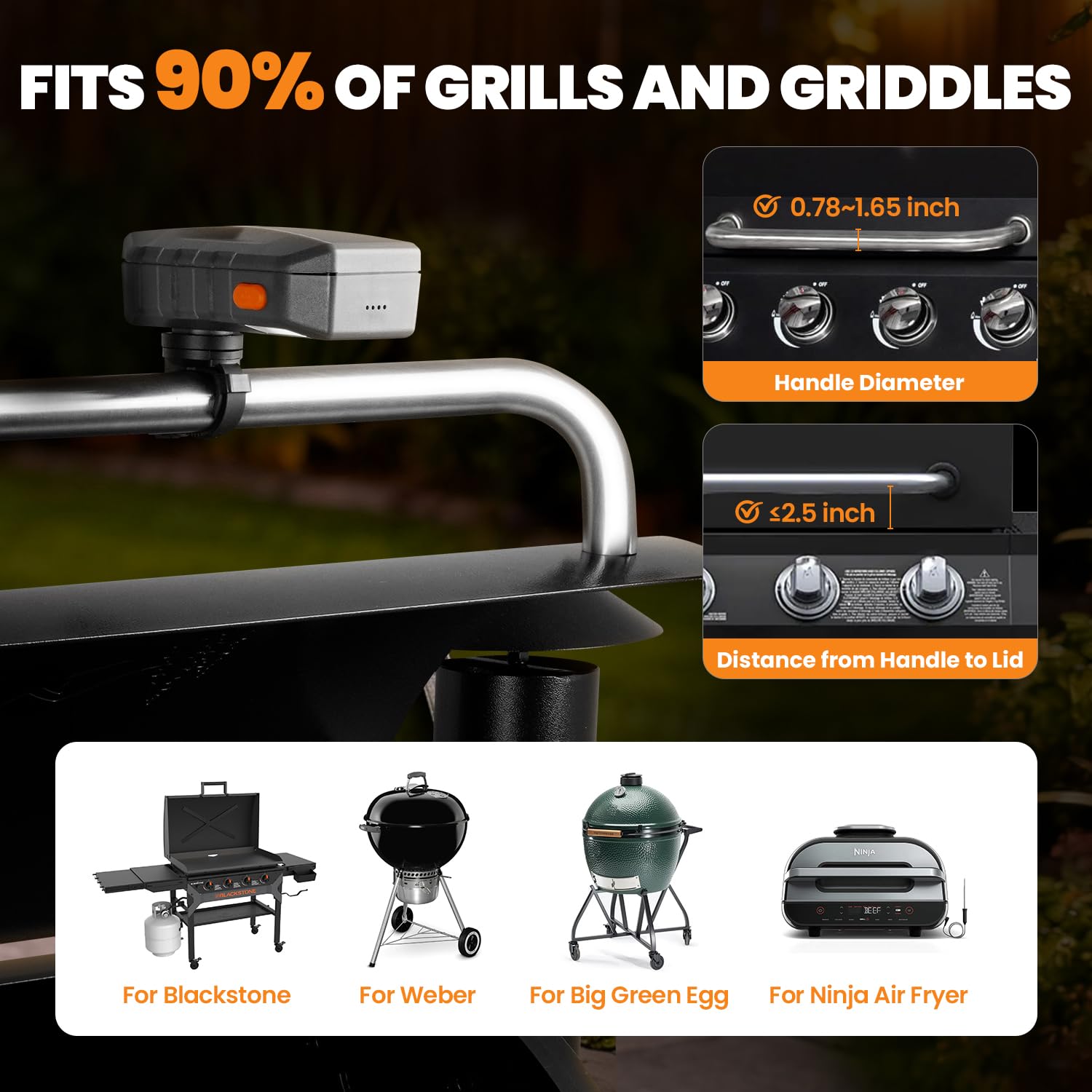 Grilllicht, Coinicxcel Wiederaufladbare 160°Breitere Strahl-Grilllichter für Outdoor-Grill IP54 mit 4 LEDs 20H Laufzeit Auto On/Off BBQ LED-Licht für Blackstone für Weber Grillzubehör Männer Geschenke
