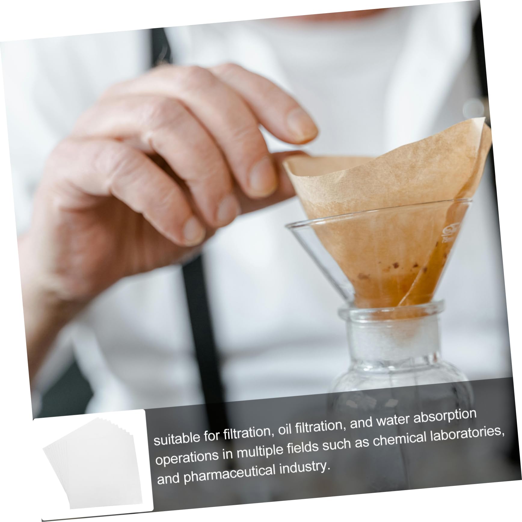 Papel de Filtro Cualitativo Grande 30x30cm, 10 Hojas | Blanco, Papel, Absorción Rápida de Agua y Separación de Impurezas y Aceites, Uso en Laboratorio y Hogar