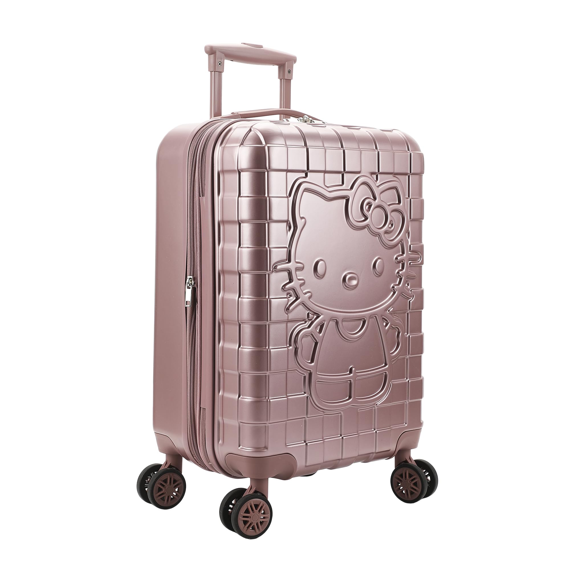 Bioworld Hello Kitty Character Print Pink Plaid 20" Adult Hardside Carry-on Rolling Luggage