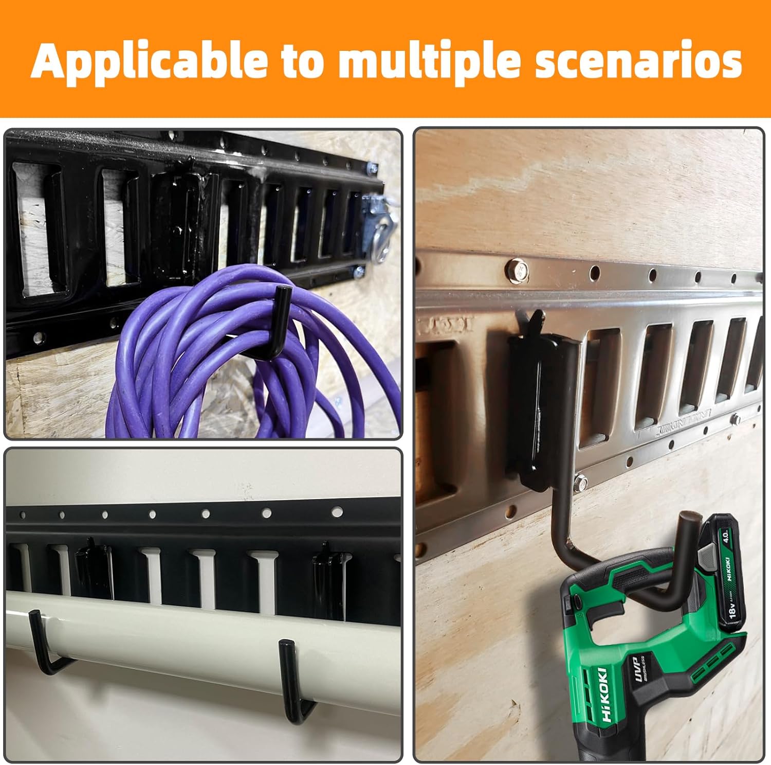 Linone 12 PCS E Track J Hooks, Heavy Duty Hanging Hooks Vertical E Track Accessories for ETrack Rail System, Enclosed Trailer, Cargo Van,Semi-Trucks Trailer, Black