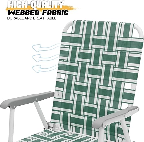 Miniatura 5 de MoNiBloom Silla de playa plegable para adultos, portátil, ligera y resistente, de aluminio, para patio, jardín, al aire libre (verde oscuro, paquete