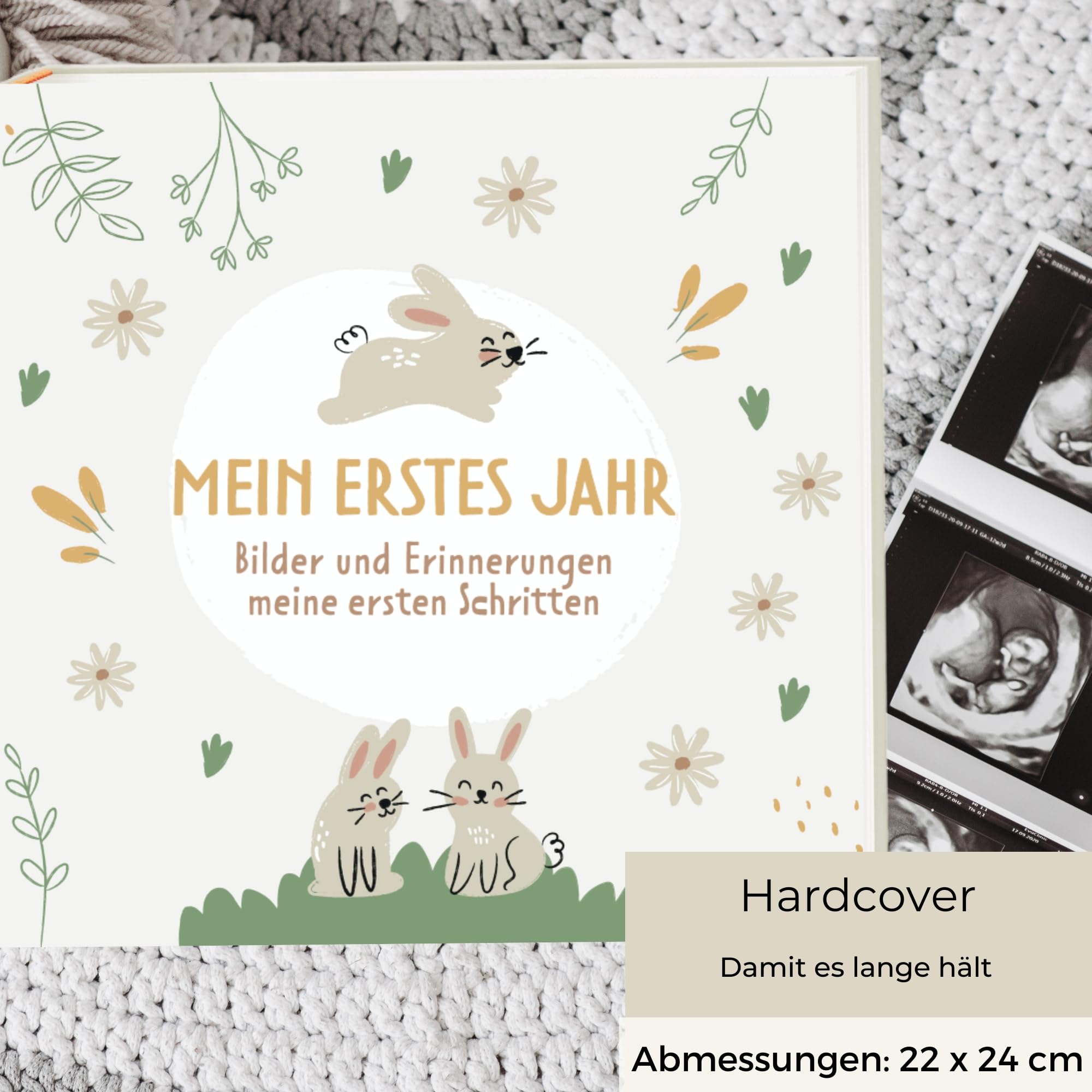 Livre De Naissance Bébé HuBorns - Album Photo 0-5 Ans - 50+ Pages Avec Autocollants - Cadeau Naissance Personnalisé