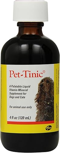 Pfizer Animal Pet-Tinic Suplemento de vitaminas y minerales para perros y gatos, 4 onzas