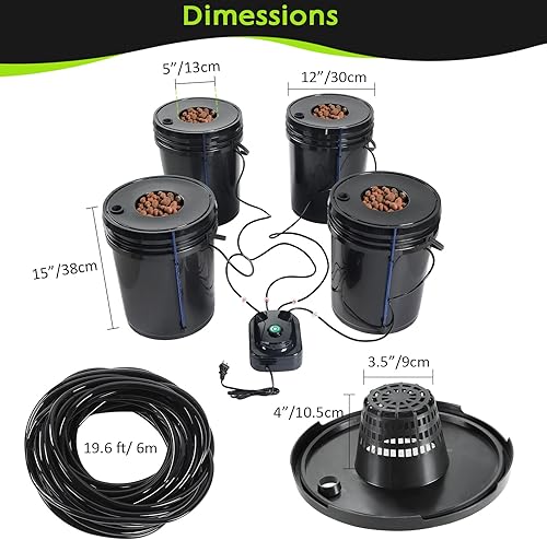 Miniatura 3 de MAOPINER Kit de cubo hidropónico para cultivo de aguas profundas con bomba de aire, sistema hidropónico DWC para interiores de 5.28 galones (4