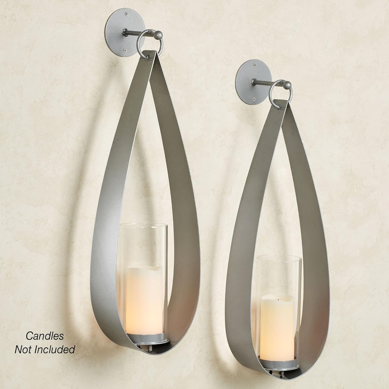 Touch of Class Pharos Wall Sconce Pair Handcrafted Steel - Glass Hurricane - Set of 2 - Metal Sconces Holder for Bedroom, Bathroom, Living Room, Kitchen Walls