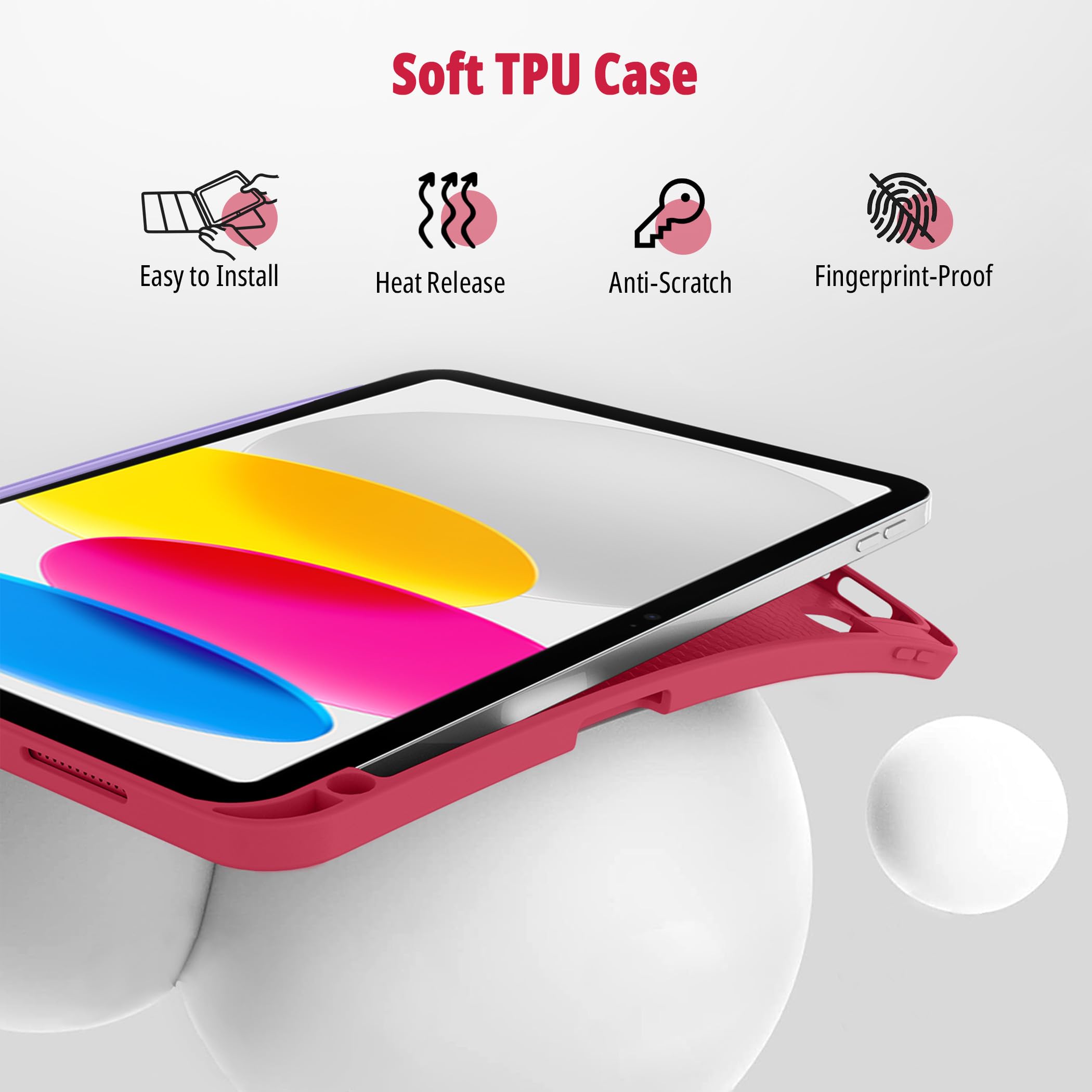 CACOE Custodia Cover Compatibile con iPad 11a Generazione (A16) 11" (2025) / iPad 10a Generazione 10.9" (2022) (A2757/A2777), Ultra Sottile Retro Cover con Portapenne,Rosa acceso