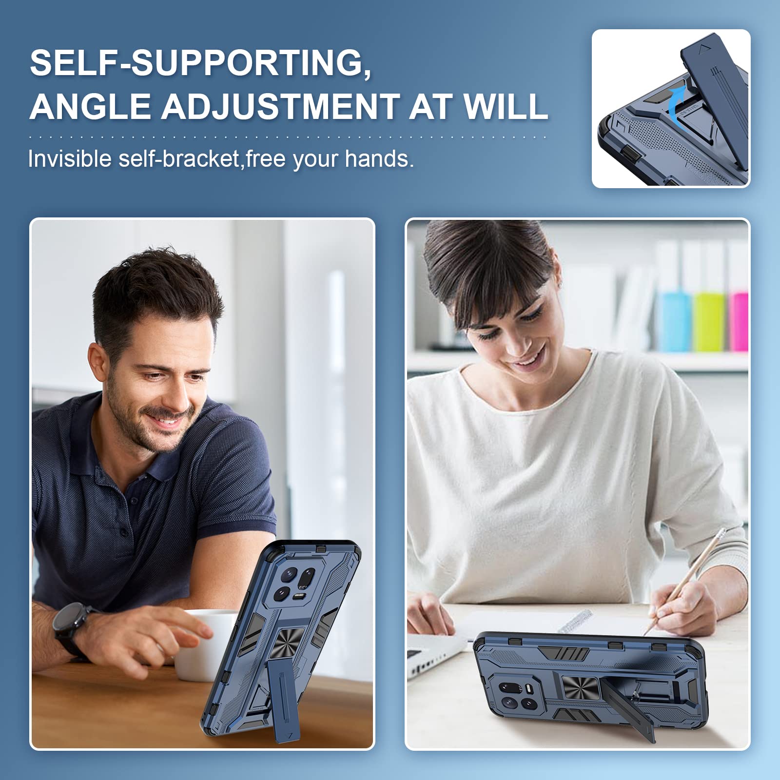 Funda para Xiaomi Redmi Note 15 Pro 5G, Carcasa Antigolpes con Soporte anular metálico, Case Protectora de Grado Militar, Azul — view 577
