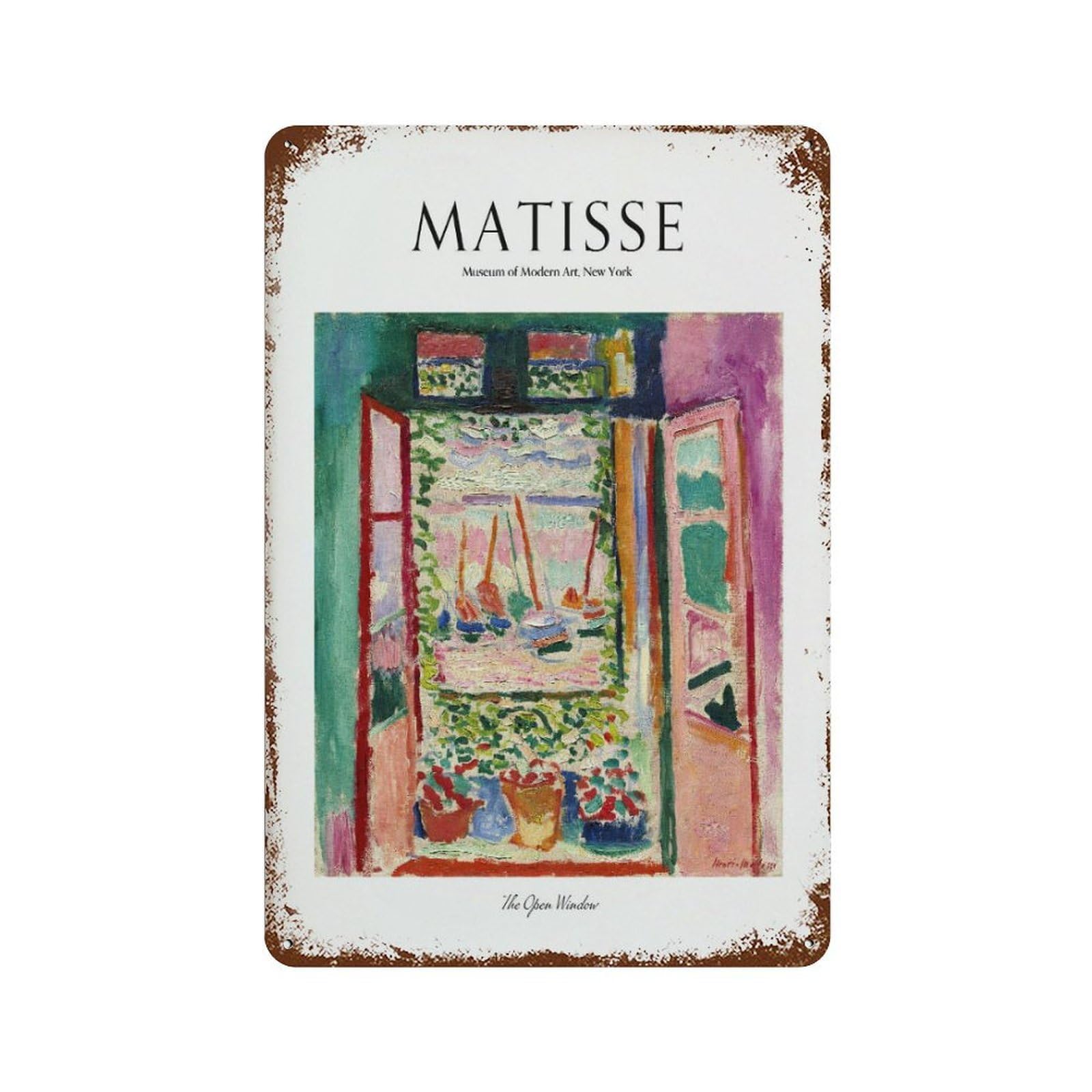 xiaoxiaoshen Henri Matisse, The Open Window Vintage Wall Decor Art Metal Tin Poster Modern Home Decor Art Home Bar Shop Decorations Vintage Sign 30x20cm