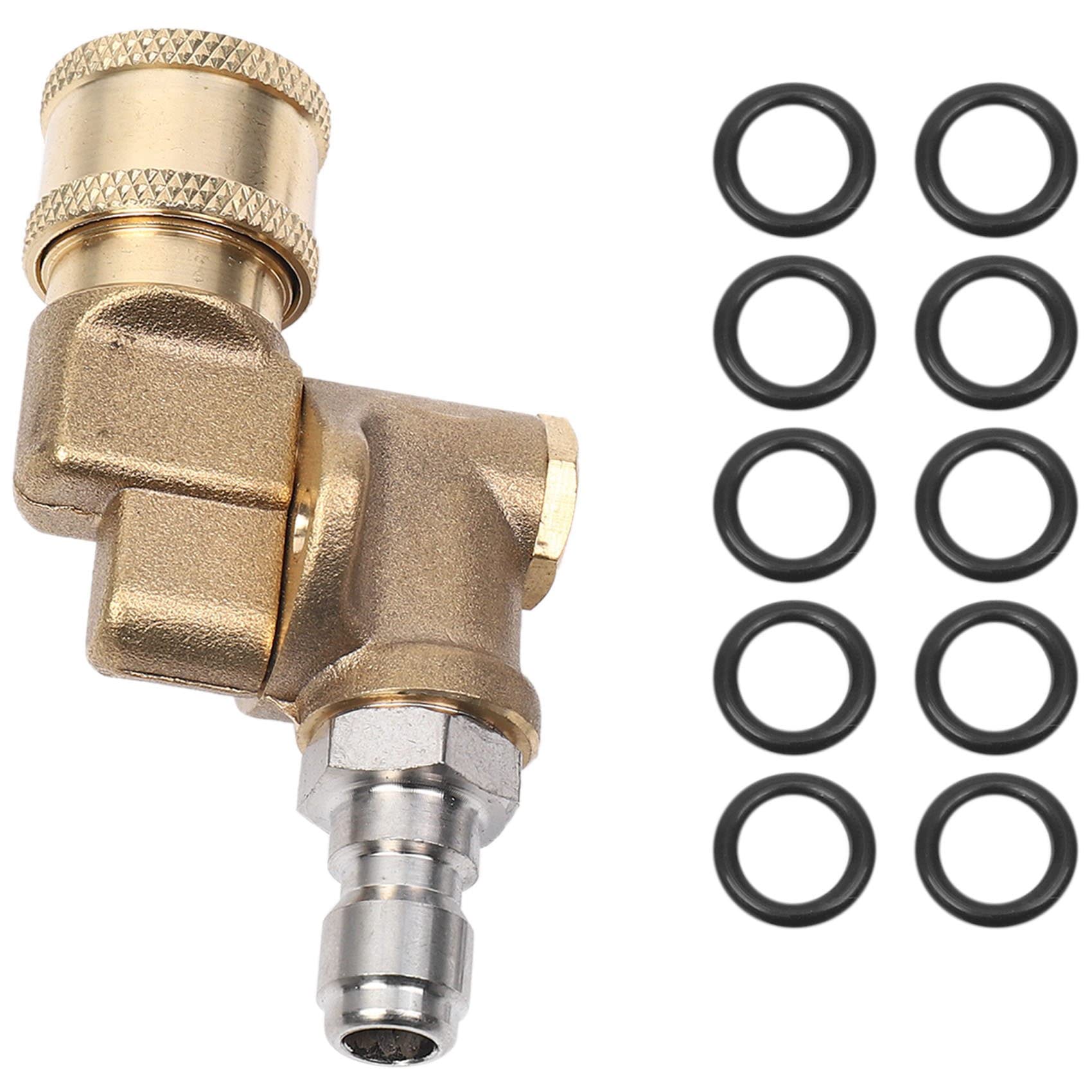 muqeu Quick Connecting Pivoting Coupler 180 Degree with 5 Angles and Safety Lock for Pressure Washer Nozzle, Max 5000 PSI, 1/4 Inch Plug