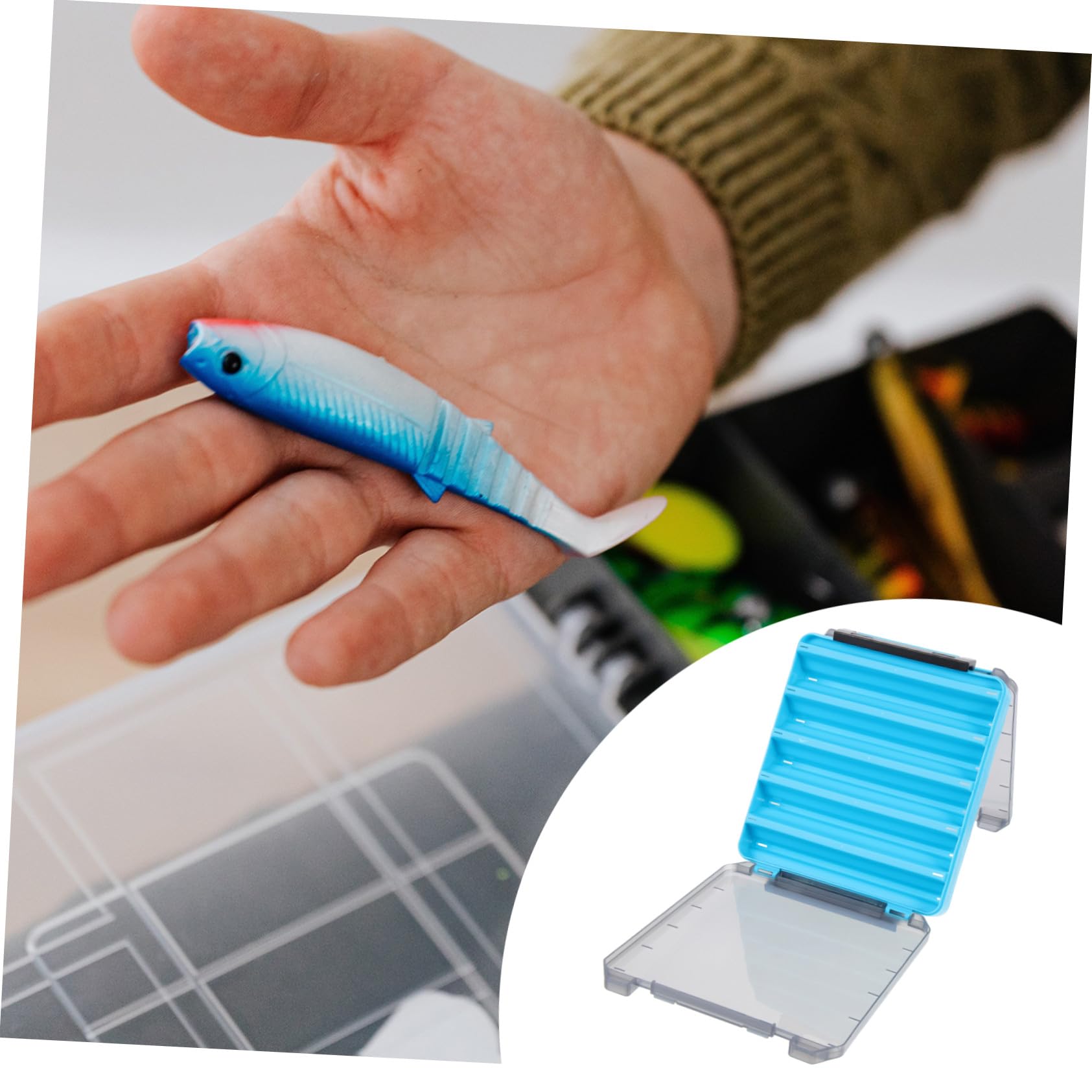 Scatola Esche da Pesca Doppia Faccia Grande Organizer Portatile Attrezzatura con Scomparti Interni Resistente per Conservazione Artificiali e Accessori
