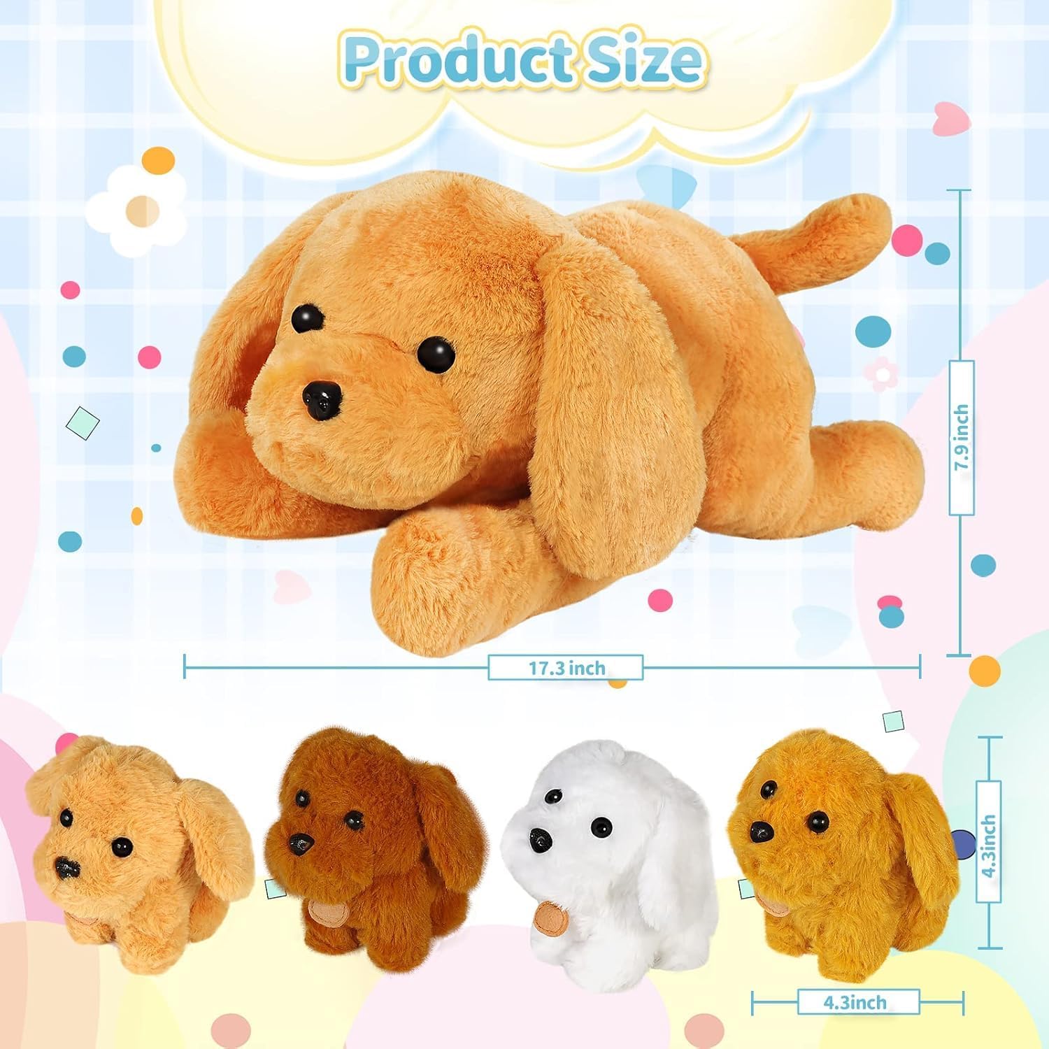 KMUYSL Puppy Stuffed Animals Toys for Ages 0 1 2 3 4 5 6 7 8+ Years Old Kids - Mommy Dog with 4 Baby Puppies in Her Tummy, Idea Xmas Birthday Gifts for Baby, Toddler, Girls, Boys - Image 4