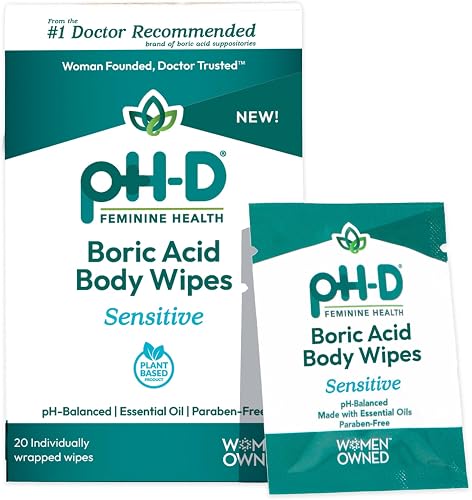 pH-D Feminine Health Boric Acid Feminine Wipes, Sensitive, 20 Count