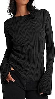 Womens Bell Long Sleeve Knit Tops Lightweight Pullover Sweaters 2025 Tre...