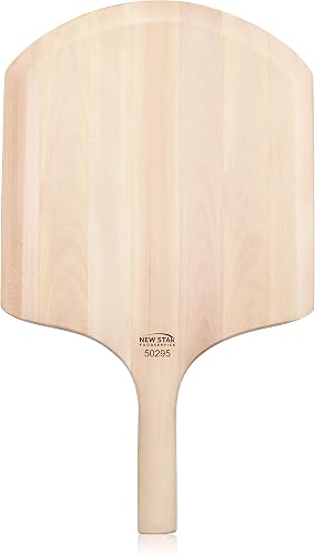 New Star Foodservice 50295 Restaurant-Grade Wooden Pizza Peel, 16" L x 14" W Plate, with 8" L Wooden Handle, 24" Overall Length