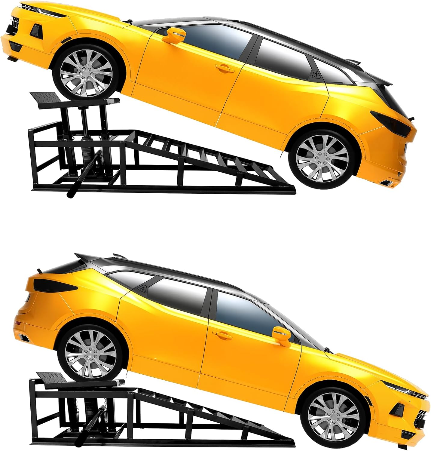 Rovibek 2 Pack Hydraulic Car Ramps 5t 11000lbs, Car Lift Service Ramps, Heavy Duty Steel Cars Lift Ramp Height 11.6"-16.5", Auto Ramp for Changing Oil for Maintenance, Black