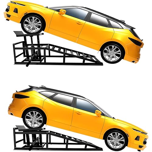 Rovibek 2 Pack Hydraulic Car Ramps 5t 11000lbs, Car Lift Service Ramps, Heavy Duty Steel Cars Lift Ramp Height 11.6"-16.5", Auto Ramp for Changing Oil for Maintenance, Black