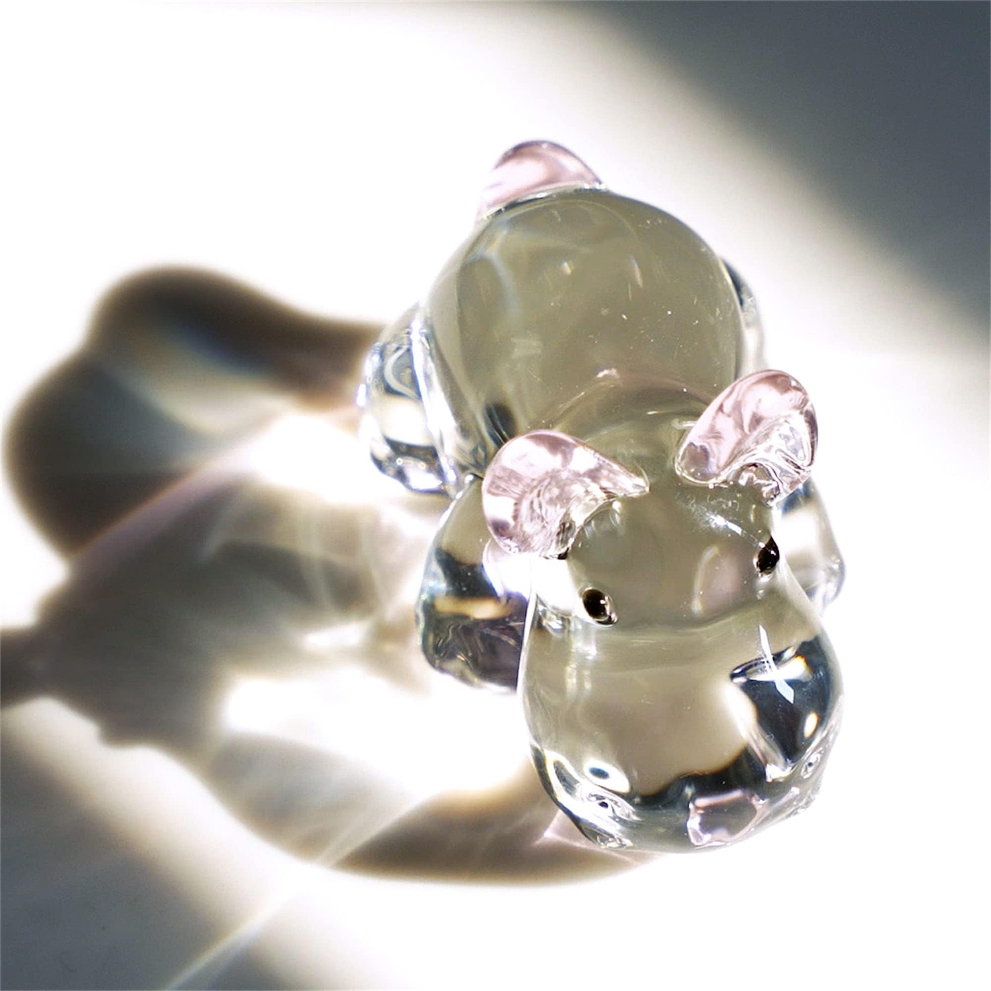 HDCRYSTALGIFTS Figurines hippopotames en cristal de 7,1 cm - Cadeau de collection pour femme - Statue d'hippopotame en verre - Presse-papier - Décoration de table fantaisiste