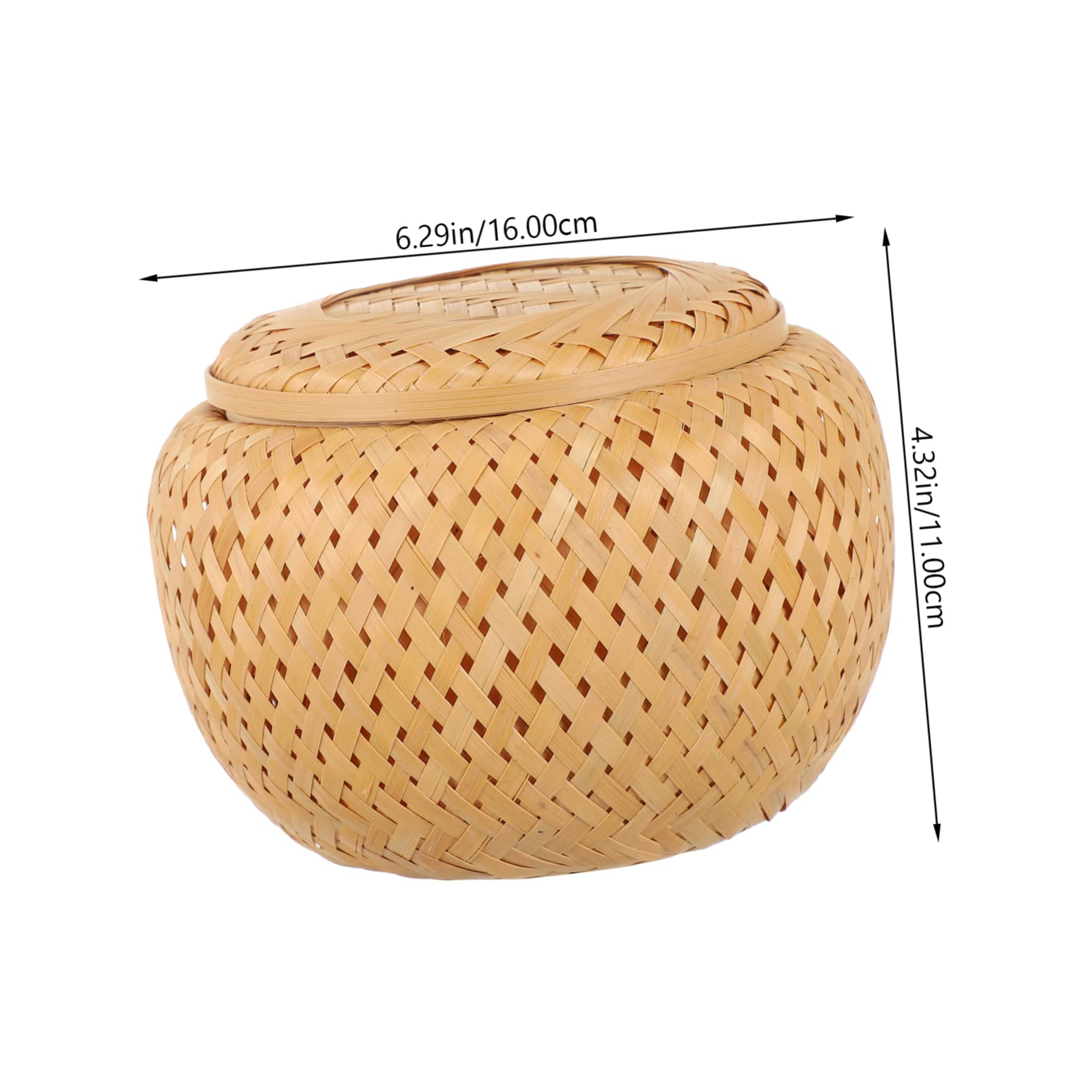 GRIRIW Storage Tank Basket with Lid Woven Baskets Tabletop Storage Basket Tabletop Snack Basket Woven Storage Basket Rattan Storage Basket Tea Storage Holder Straw Fruit Khaki