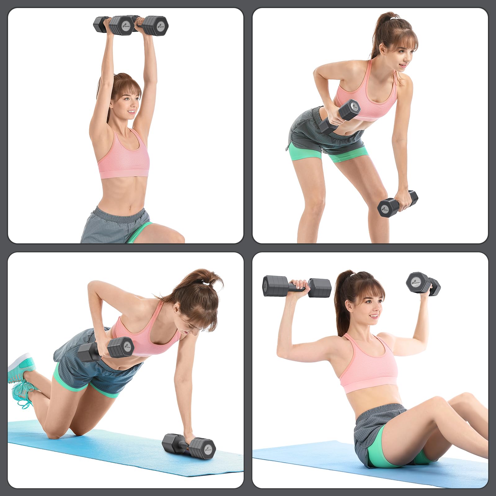 Set Manubri Regolabili Donna Sportneer - 2 Manubri Da 1-2.5kg, Pesi Regolabili 4 In 1, Per Fitness Casa - Foto 6