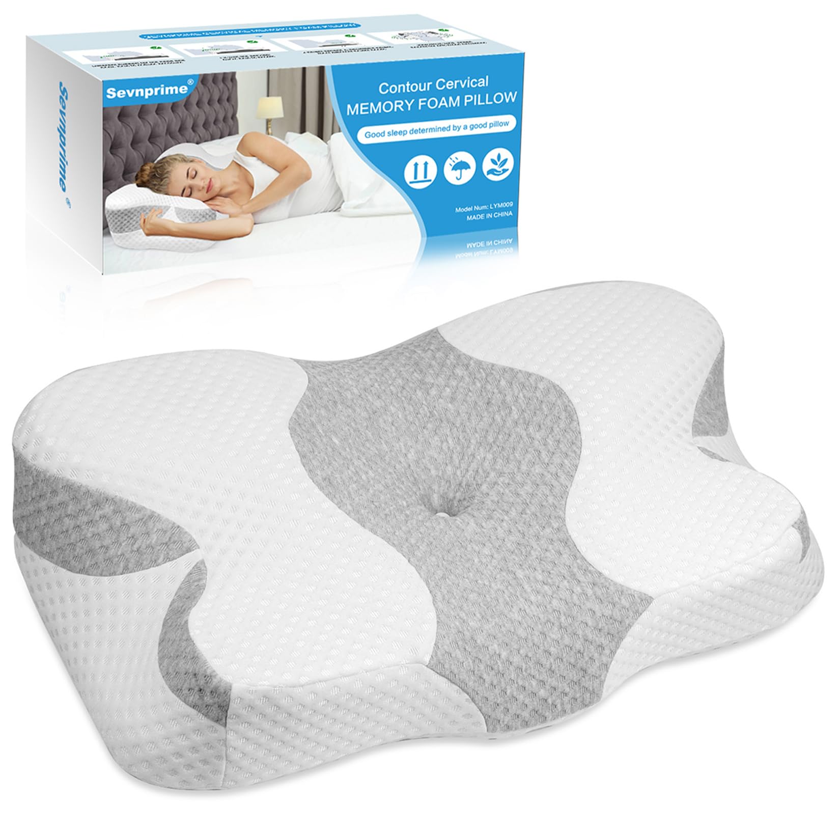 Hollow Design Memory Foam Cervical Pillow, Adjustable for Orthodontic Use, Suitable for Side, Back, and Stomach Sleepers with Ergonomic Neck Support, Equipped with A Breathable Pillowcase