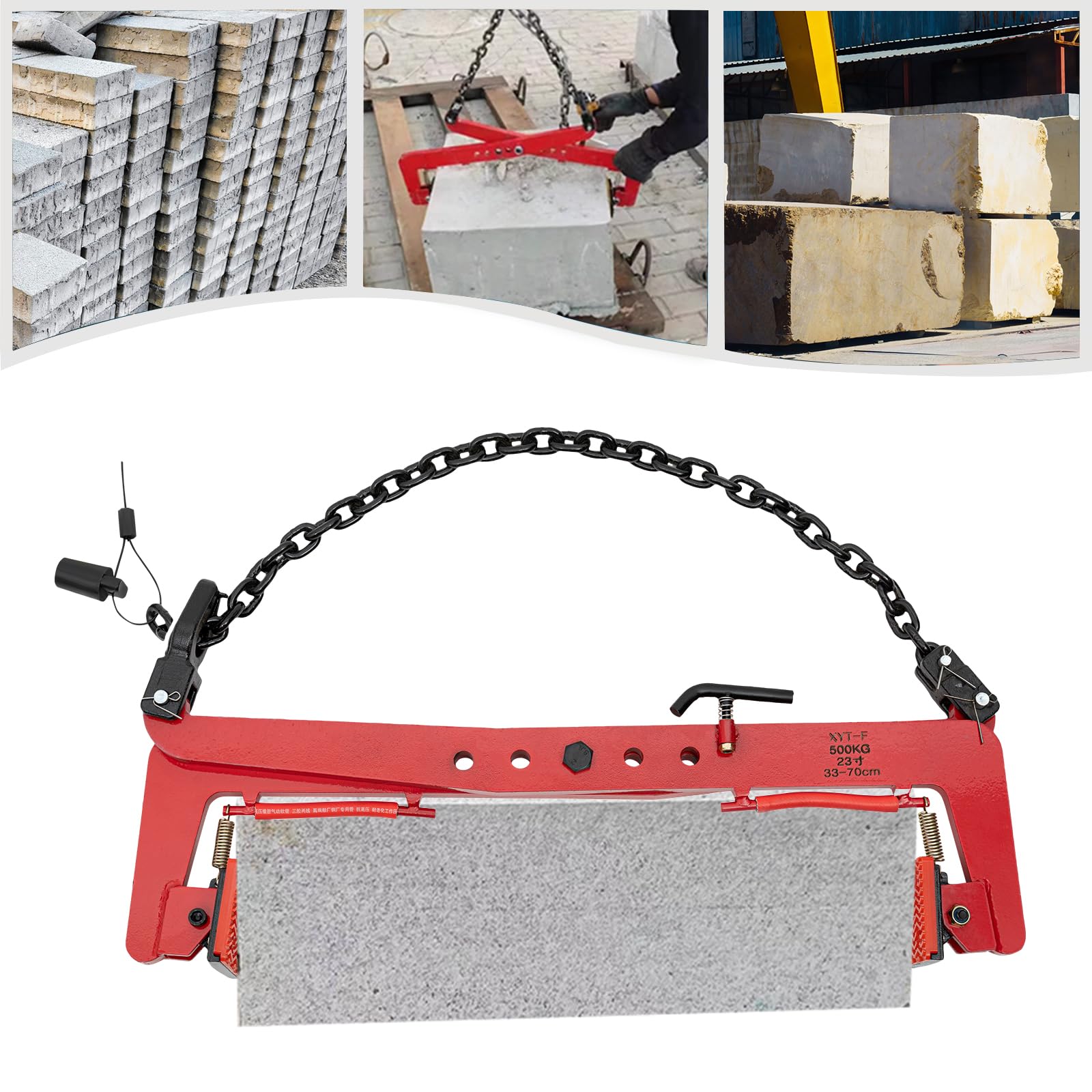 MINRS Versetzzange Bordsteinzange 500kg Hebezange Steinträger Hebevorrichtung Bordsteinträger Steingreifer Steinzange Pflastersteinzange Pflasterträger Palettenabzieher-Klemme (ROT)