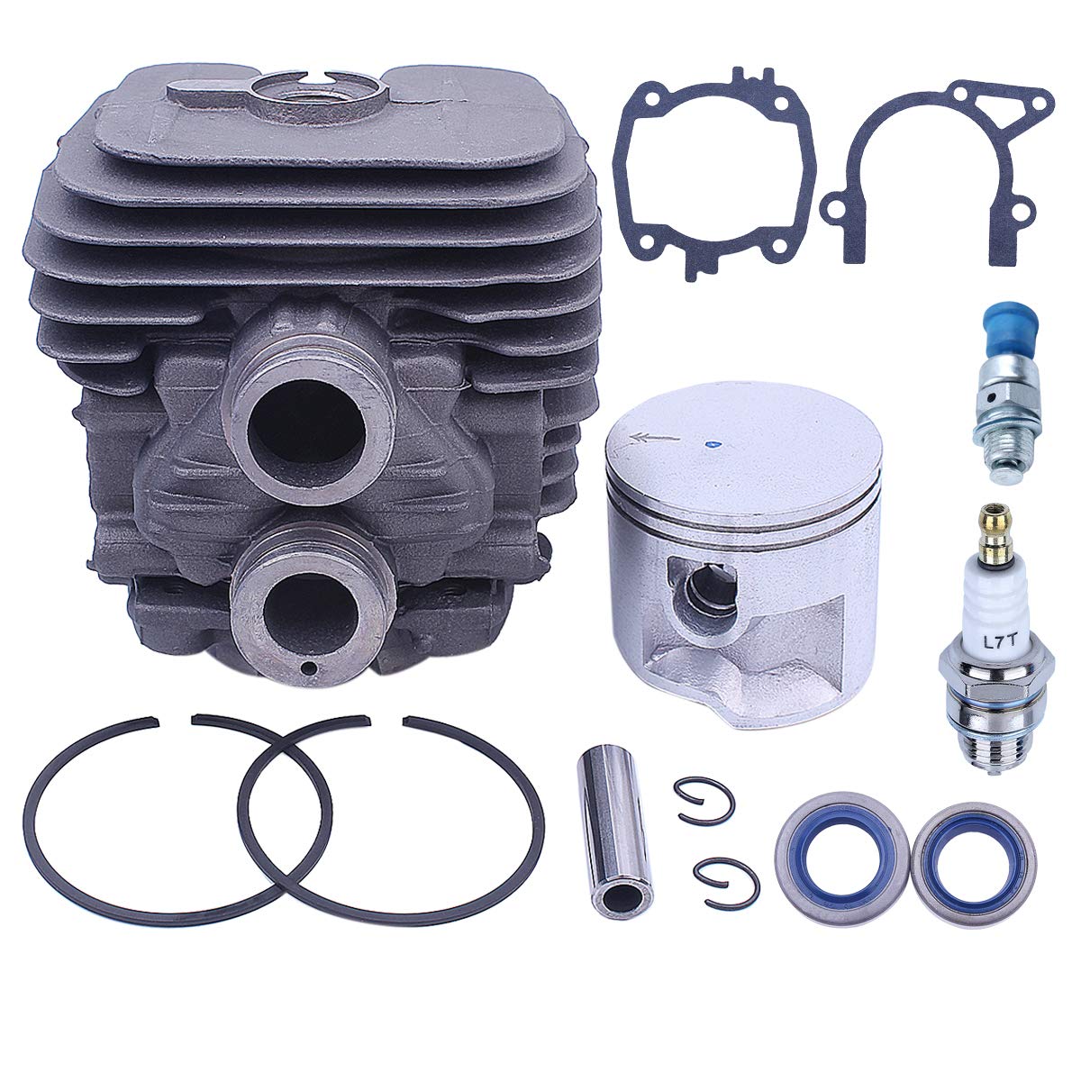 Adefol Zylinder und Kolben Kit für STIHL TS410 TS420 Trennsäge, 50mm Cylinder Piston Baugruppe + Zündkerze + Dekompressionsventil + Öldichtung + Dichtung Ersatzteile 13 in 1