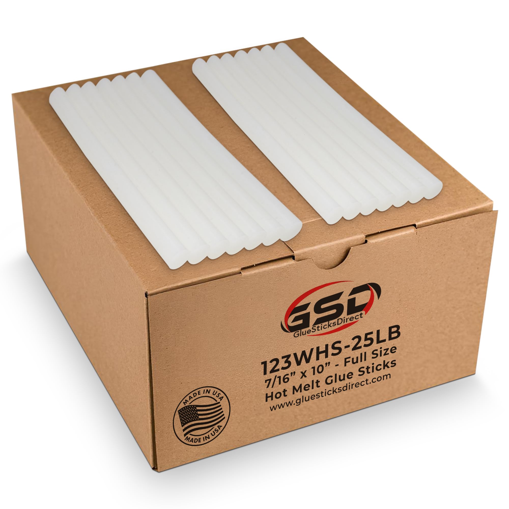 GlueSticksDirect Wholesale® Full Size Hot Melt Glue Sticks for Glue Gun - Bulk 10in - Great for Art Craft Repair & Compatible w/Most Glue Guns - 7/16"