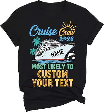 Custom Cruise Crew 2026 Matching T-Shirts - Family Vacation & Group Trip Tees