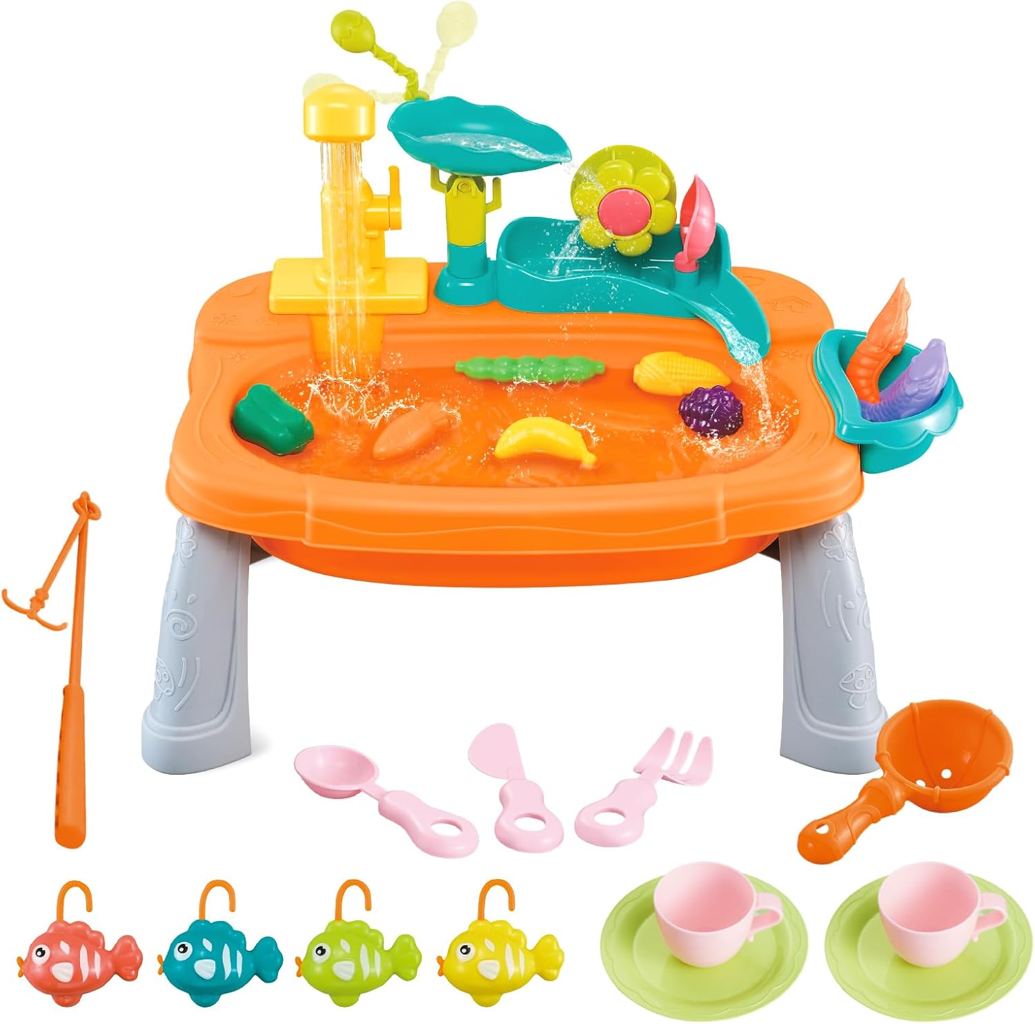 Play Kitchen Sink Toys, Dishwasher Playing Toy with Upgraded Faucet, Pretend Role