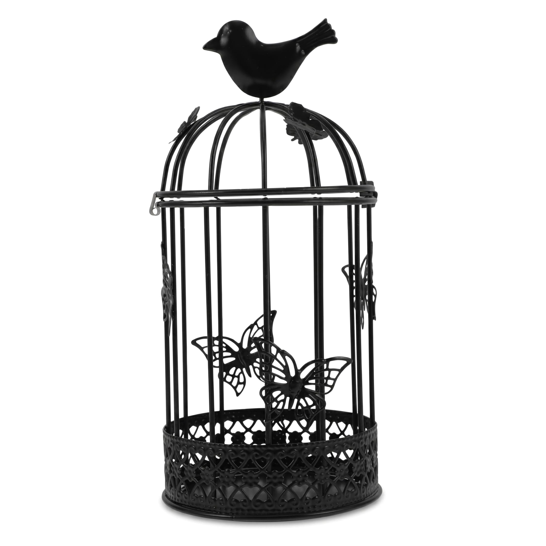 Tsawntd Tea Light Holders, Decorative Bird Cage Candle Stick Holders, Vintage Candle Holder - Iron Tealight Holder With Butterfly Cutouts, Black