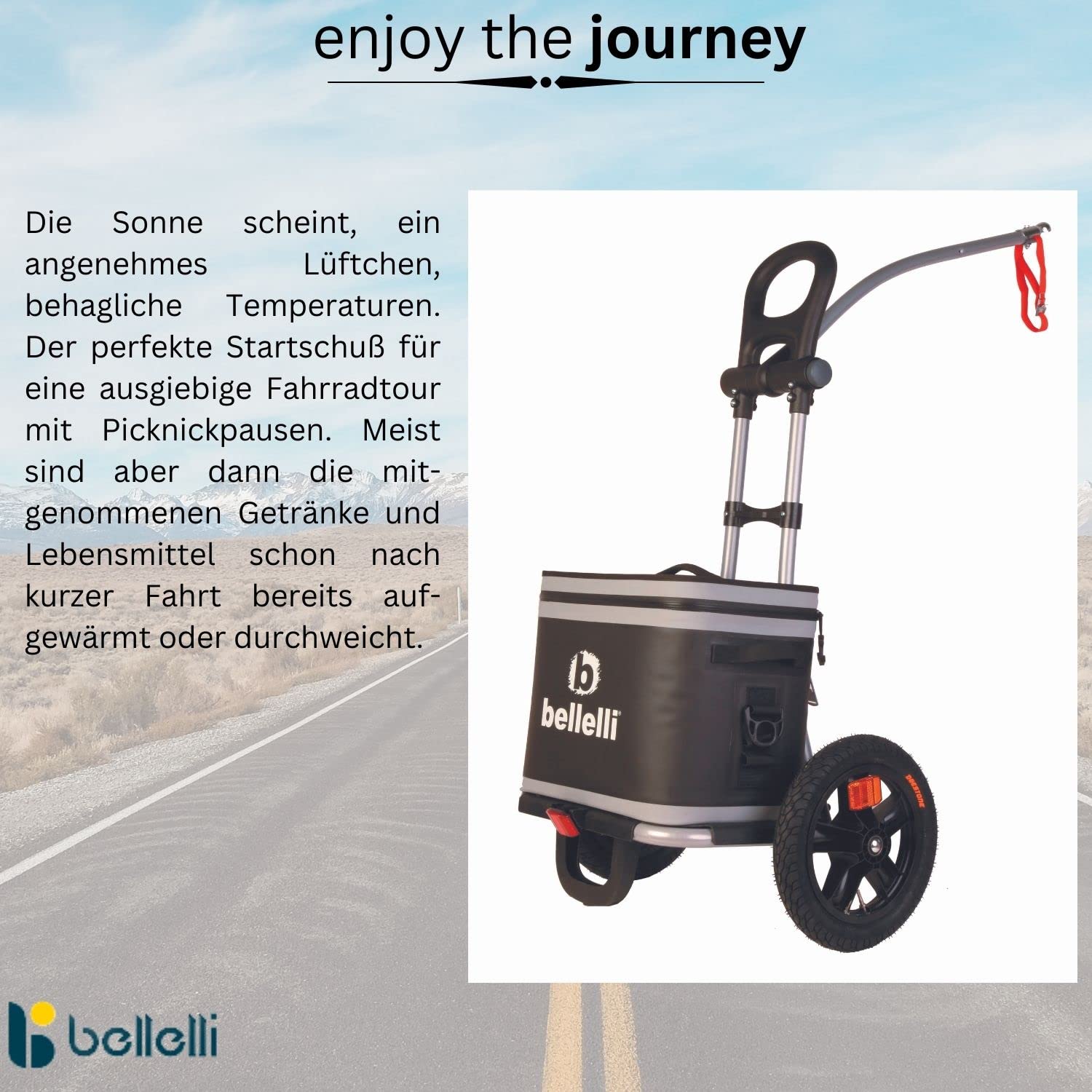 Red Loon by Bellelli - Carro de la compra para bicicleta - Remolque de bicicleta - Bolsa de picnic B-Tourist - Con bolsa térmica de 20 litros - Nevera con hasta 68 h de refrigeración - Carro para