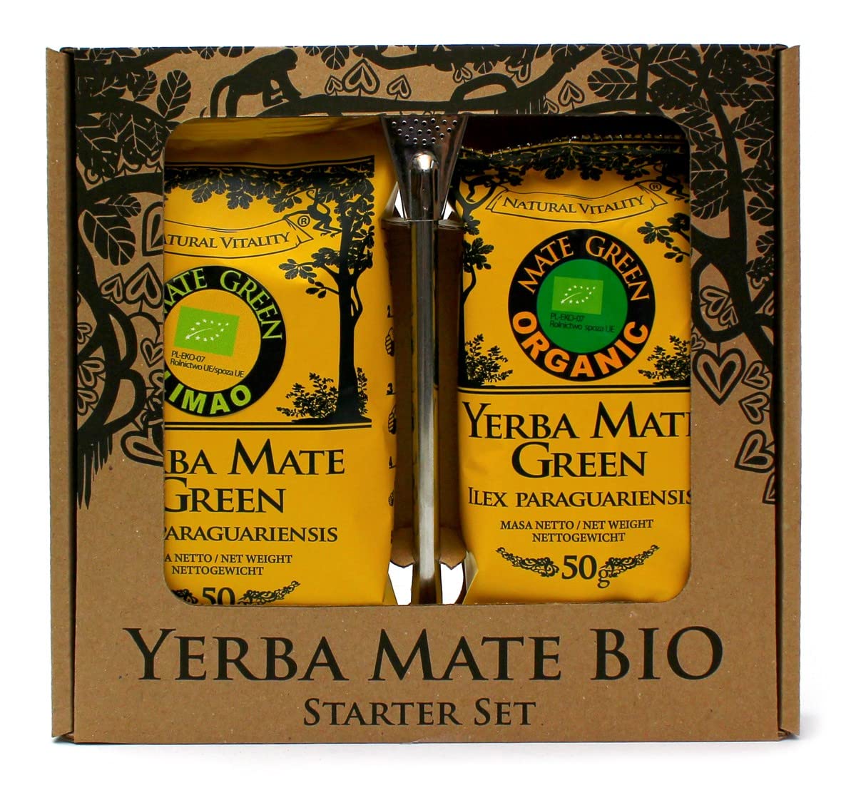 Mate Green Yerba mate tee set 12x118g ● Mate Organic set ● Mate tee bio mit Zitrone ● Mate bio tee ● luftgetrocknet ● edelstahl trinkhalm bombilla ● Traditionell geerntet, ohne Rauch getrocknet