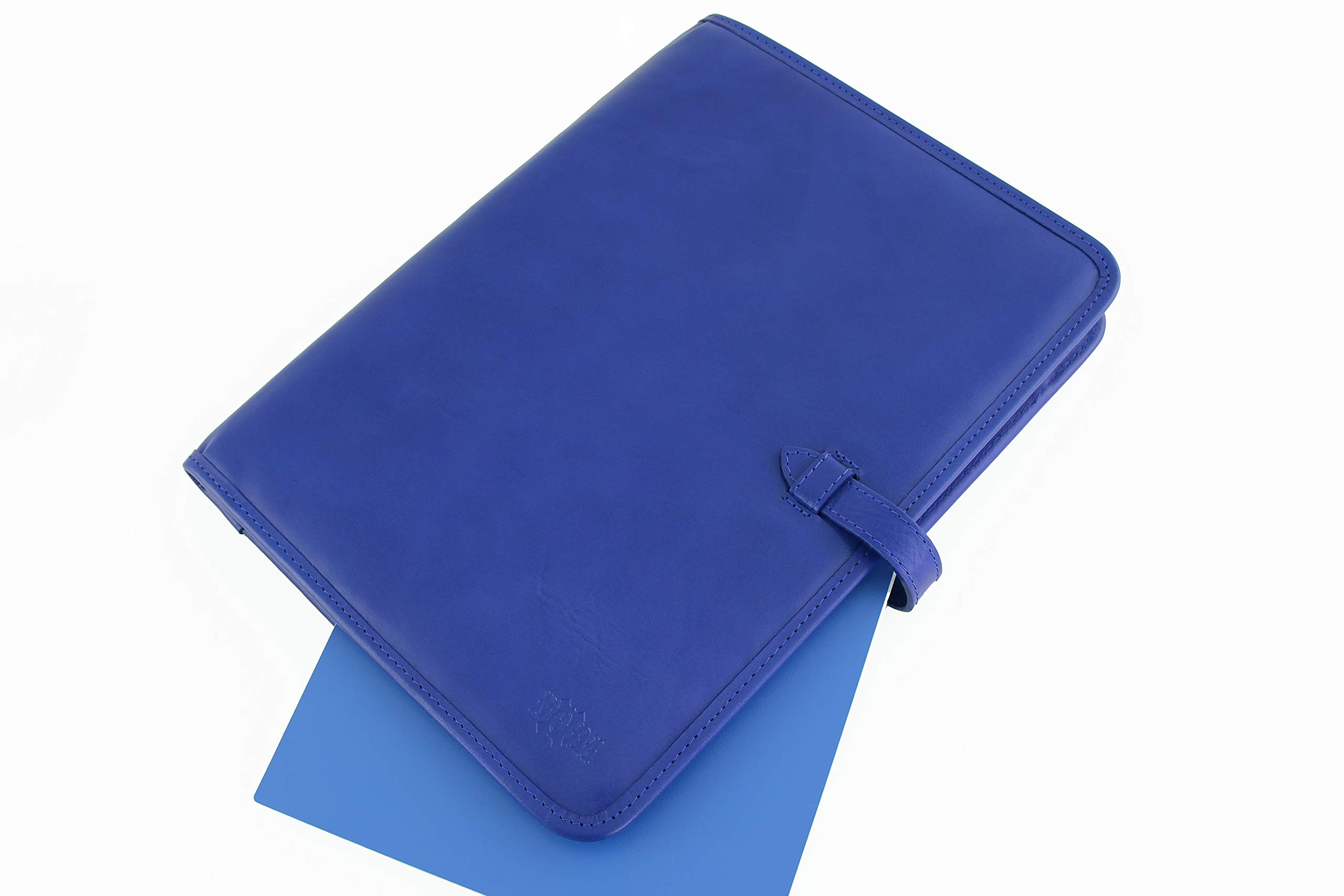 Italienisches Leder, professionelle Präsentation, Konferenzmappe, A4, Notizblock, Portfolio, Schreibmappe (blau)