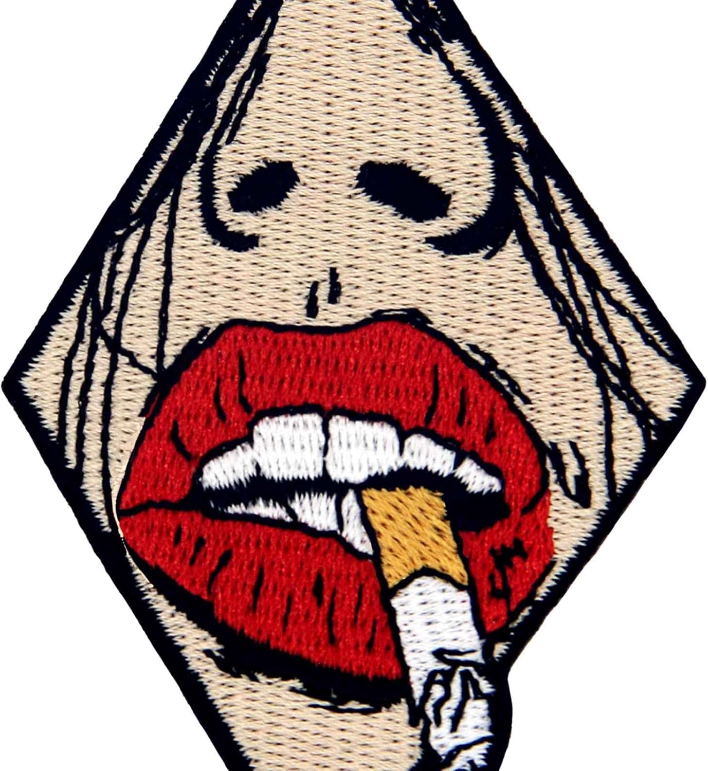 The Smoking Red Lip Woman Patch Embroidered Applique Badge Iron On Sew On Emblem