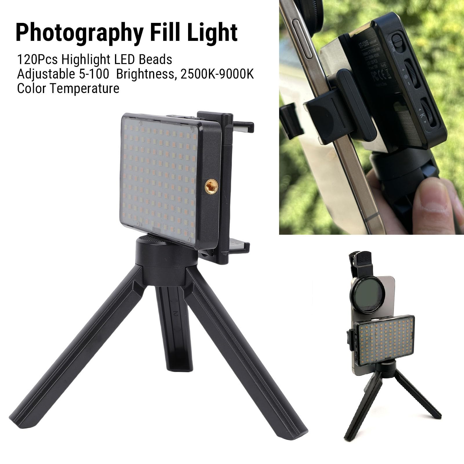 GOWENIC LED Fülllicht 120 Perlen Verstellbar 2500K-9000K