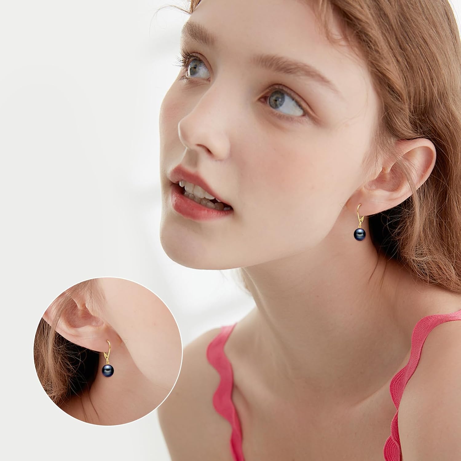 KECHO Real Gold Freshwater Pearl Drop Leverback Earrings for women Bridesmaid Gifts for Her