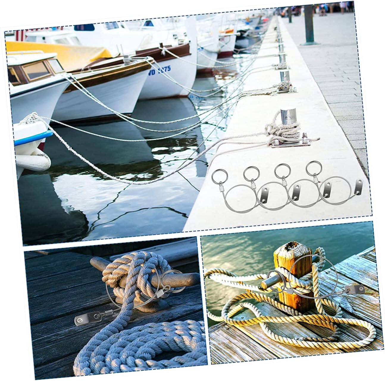 WOONEKY Stainless Steel Safety Tether Wire Strap Flexible Strong Hardware Fittings with Ring for Cable Security and Replacement