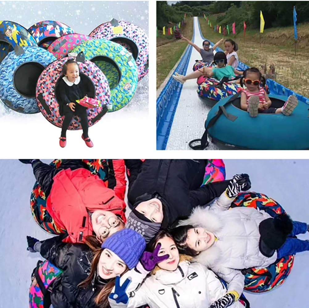 Winter Snow Tube Heavy Duty Inflatable Sled for Kids and Adults Multi Colored 100cm(39.4")