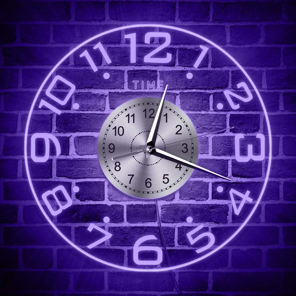 Horloge murale à LED de 30,5 cm avec 7 modes lumineux, horloge murale moderne à grands chiffres silencieuse, horloge murale à quartz silencieuse, facile à lire, fonctionne à piles, horloge murale