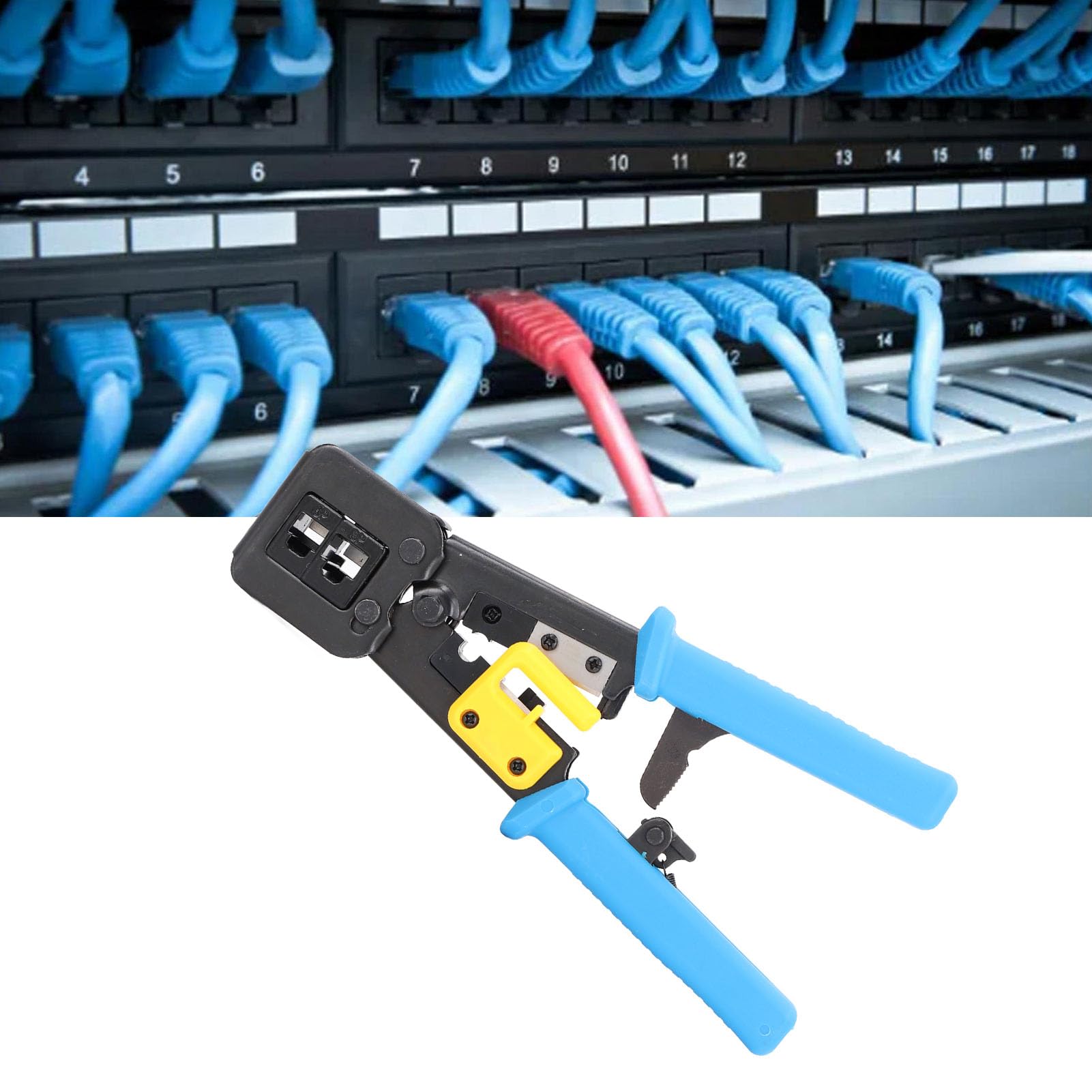 Pinza a Crimpare RJ45, Crimpatrice per Cavo Dati con Testa in Cristallo Ethernet Integrata in Acciaio, Batteria X 1, per Crimpatrice per Cavo di Rete