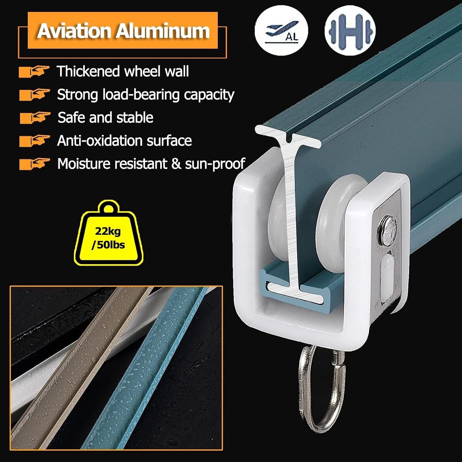 Binario per tenda flessibile in alluminio blu, asta regolabile per doccia e divisorio con ganci, montaggio a soffitto, 1,5 m, perfetto per uso domestico e ufficio
