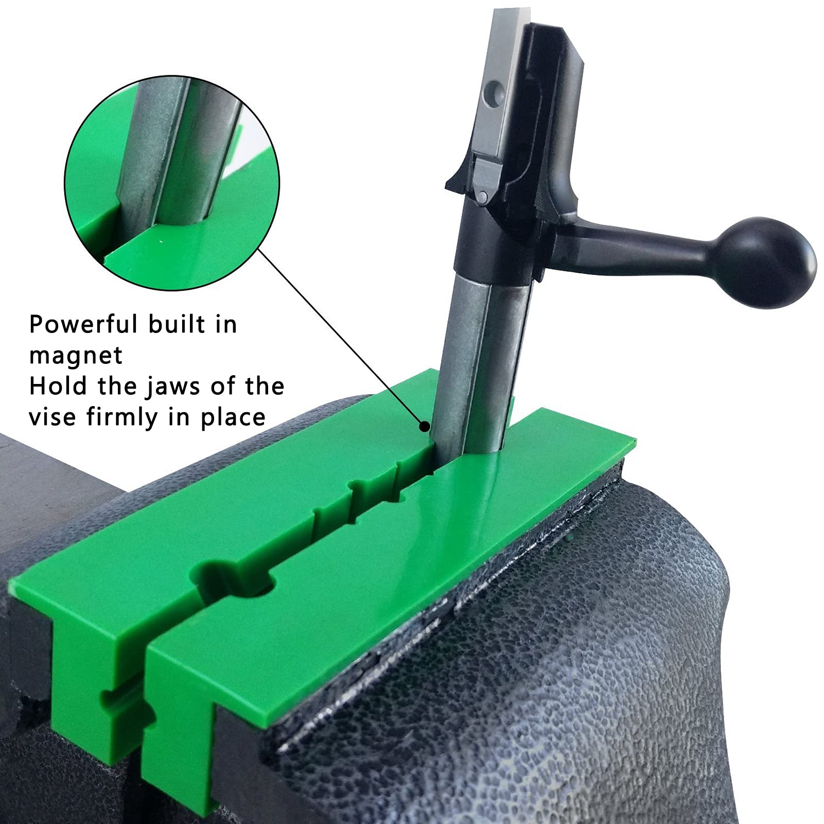 V Groove Bench Vise Jaw Covers with Powerful Magnet, Used to Prevent Damage, for Vise Block, Drill Press Vise, Brass Hammer (4.5 inches)