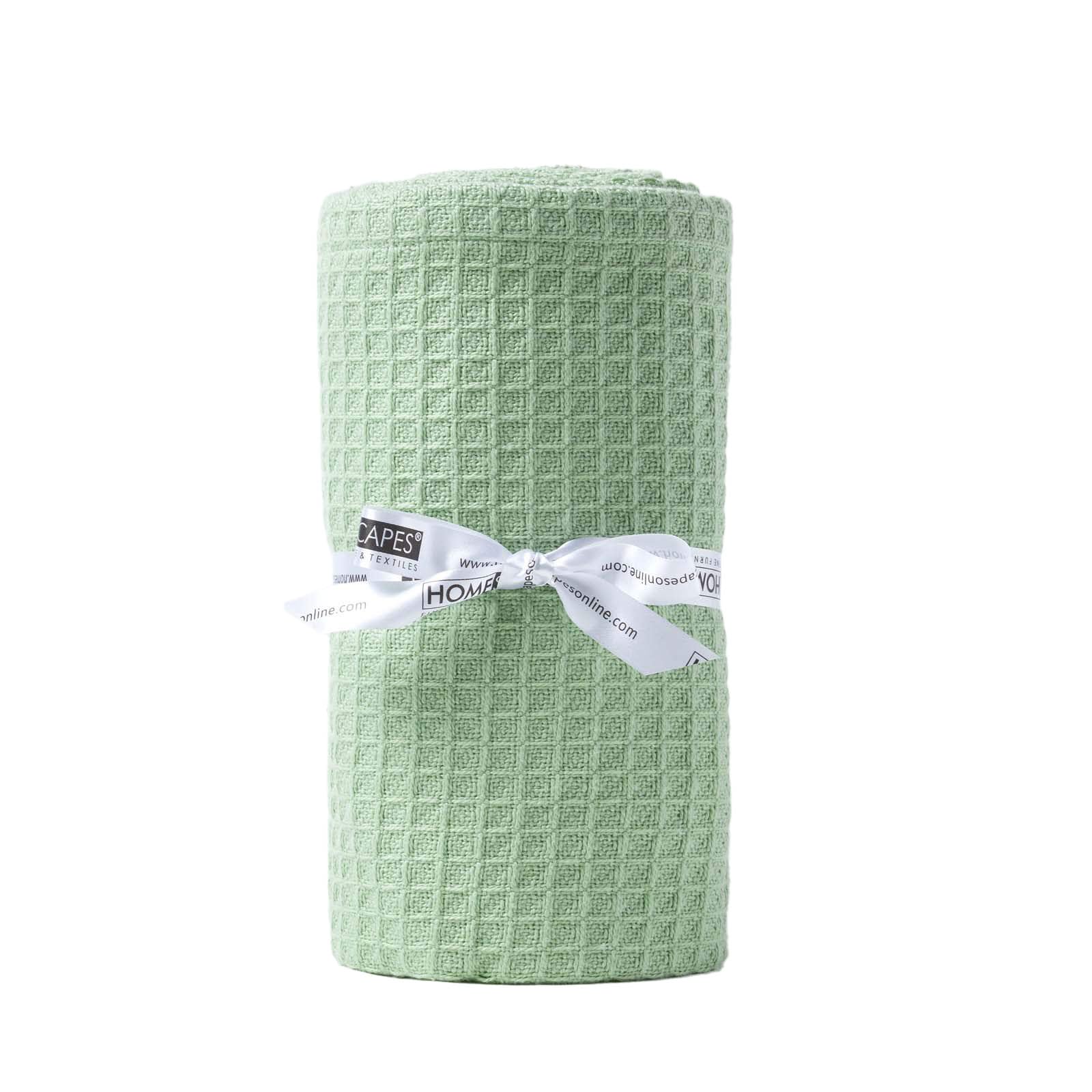 Homescapes Organic Cotton Waffle Baby Blanket 90 cm x 112 cm Green
