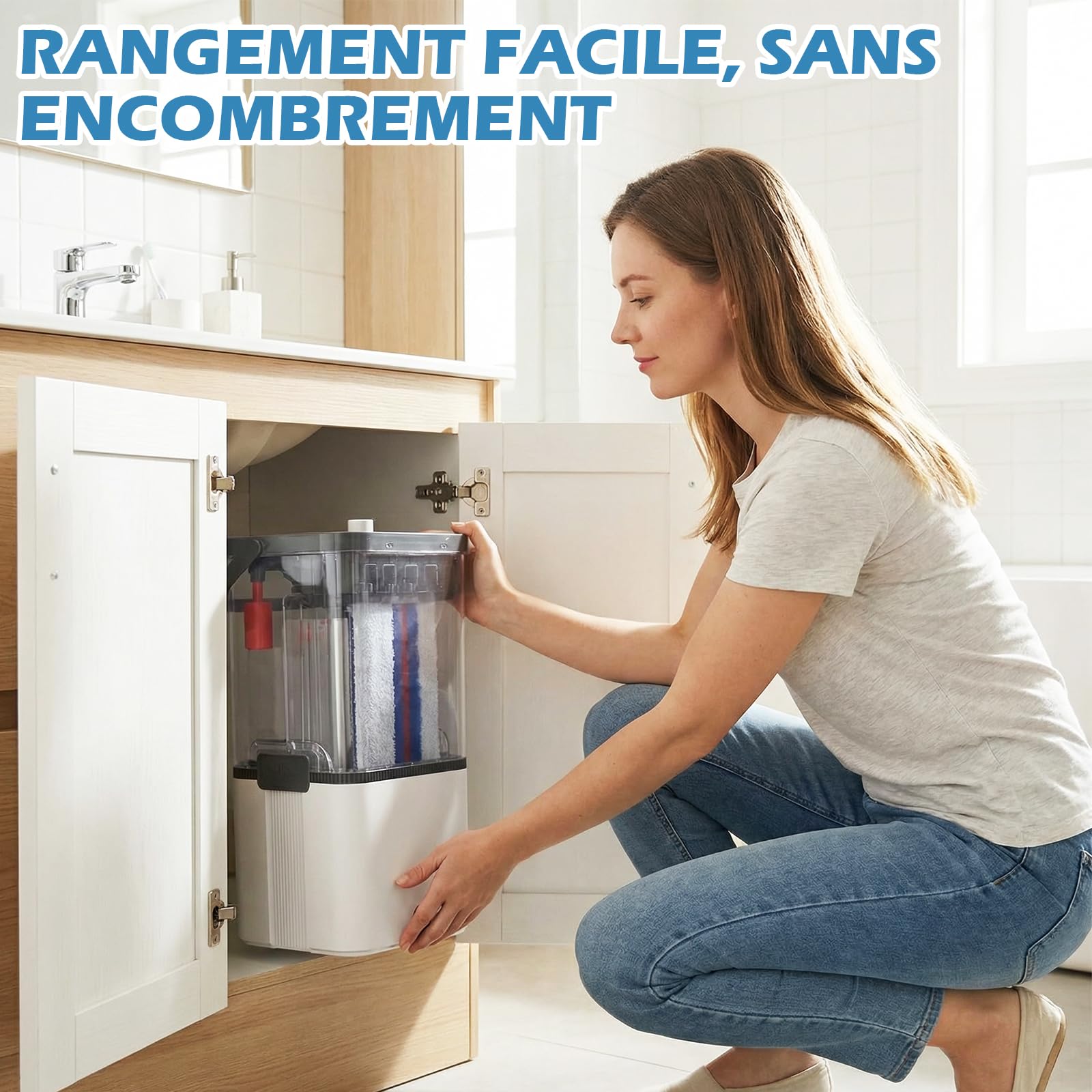 Masthome Balai Serpillère Plate Double Réservoir Eau Propre et Sale